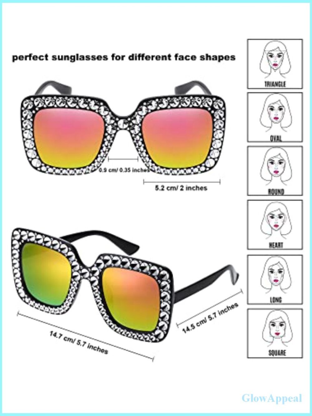 6 Pairs Oversized Square Sunglasses Rhinestone Disco Party Photo Props - Picture 2 of 7
